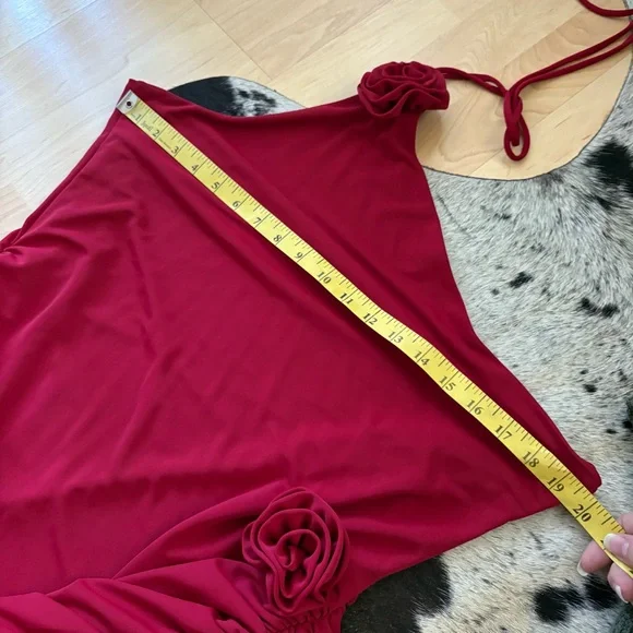 JLUXLABEL Burgundy Tabitha Halter Rose Mini‎ Dress Size XXL - Picture 9 of 10